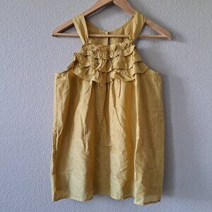 Jaloux Modern Coquette Mustard Yellow & Layered Ruffles Sleeveless Top S